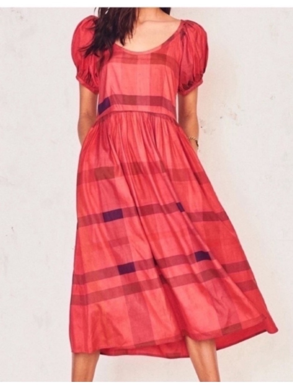 LoveShackFancy Lais Silk Midi Dress Ruby Red